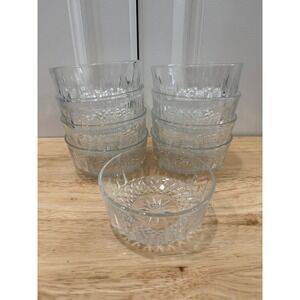 9 Arcoroc France Diamond Cut Starburst Tempered Glass Bowls VTG 70s